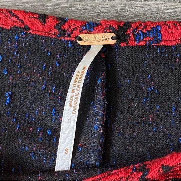 Free People Bodycon Dress Red Jacquard Balloon Sleeves Small Stretchy - Picture 4 of 10